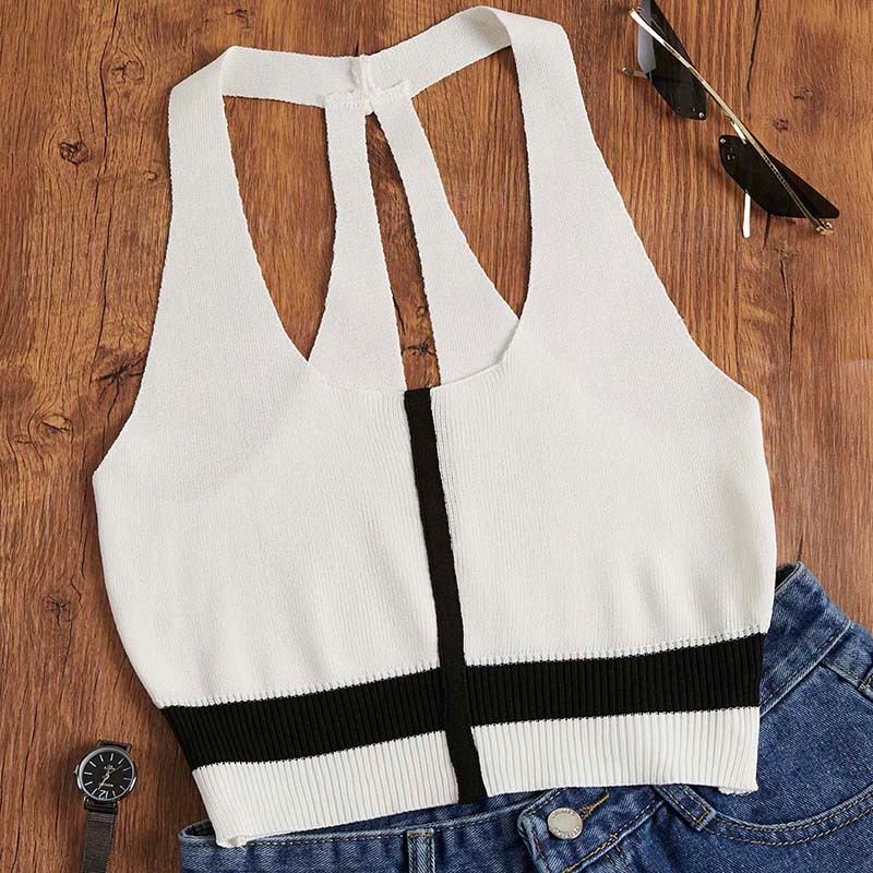 

Lovely Casual Zipper Design White Camisole