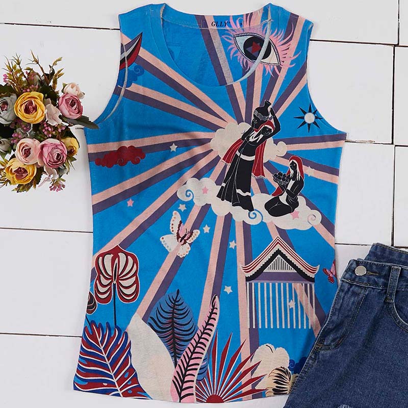 

Lovely Leisure Print Blue Camisole