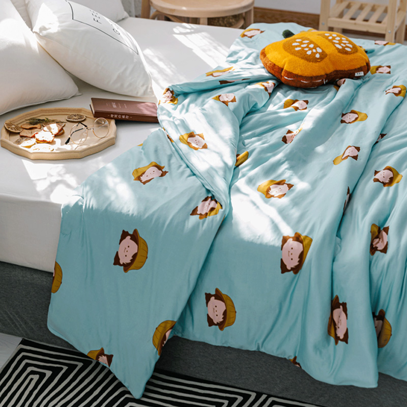 

Lovely Cosy Cartoon Print Blue Blanket