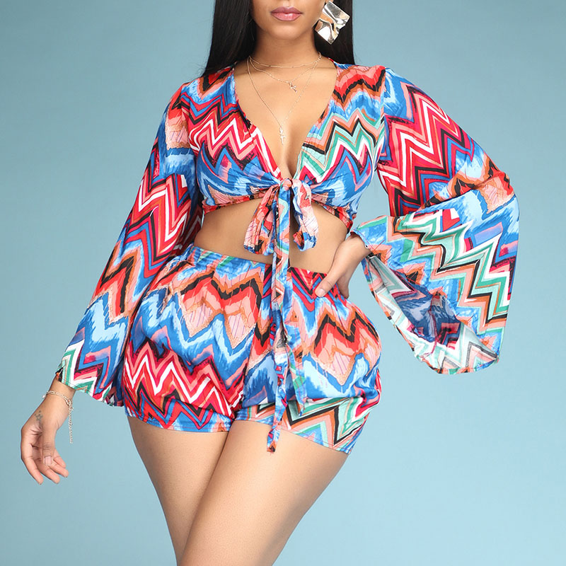 

Lovely Bohemian Print Muticolor Two-piece Shorts Set, Multi