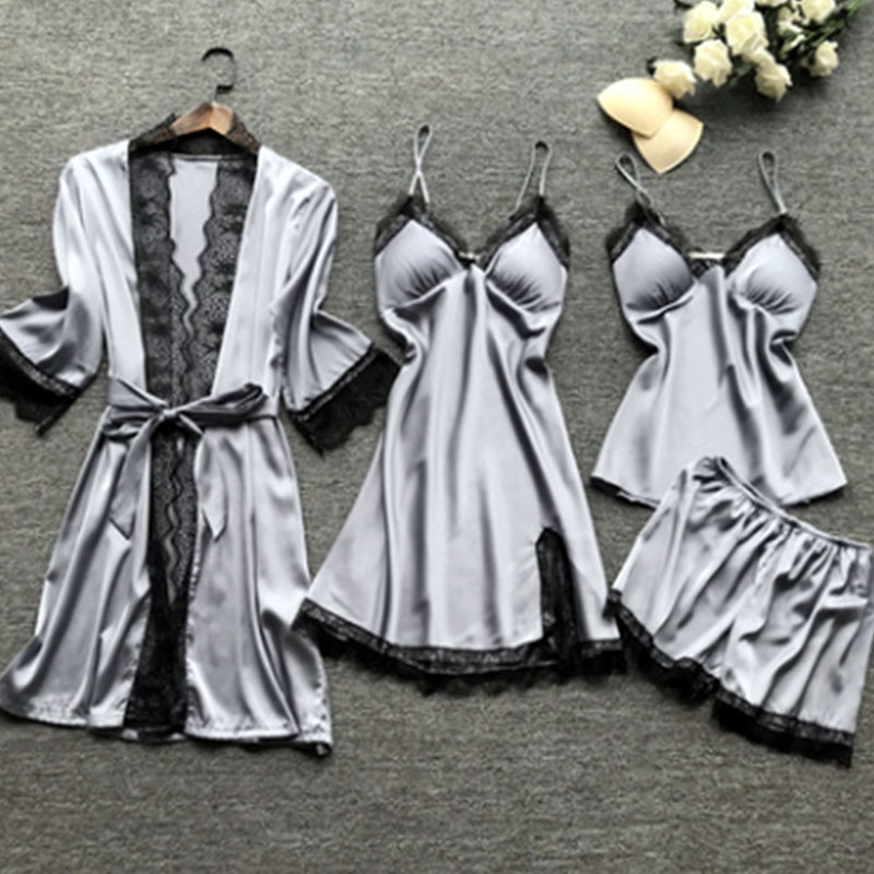 

Lovely Leisure Lace Patchwork Silver Sleepwear