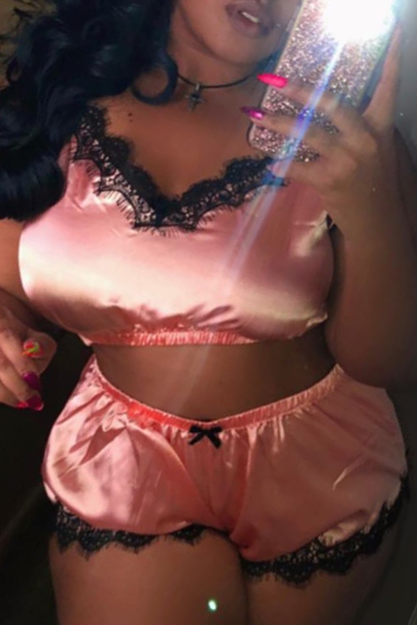 

Lovely Sexy Lace Hem Cameo Brown Sleepwear