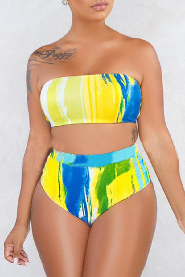 

Lovely Tie-dye Multicolor Two-piece Swimsuit(With Cover-Up, Multi