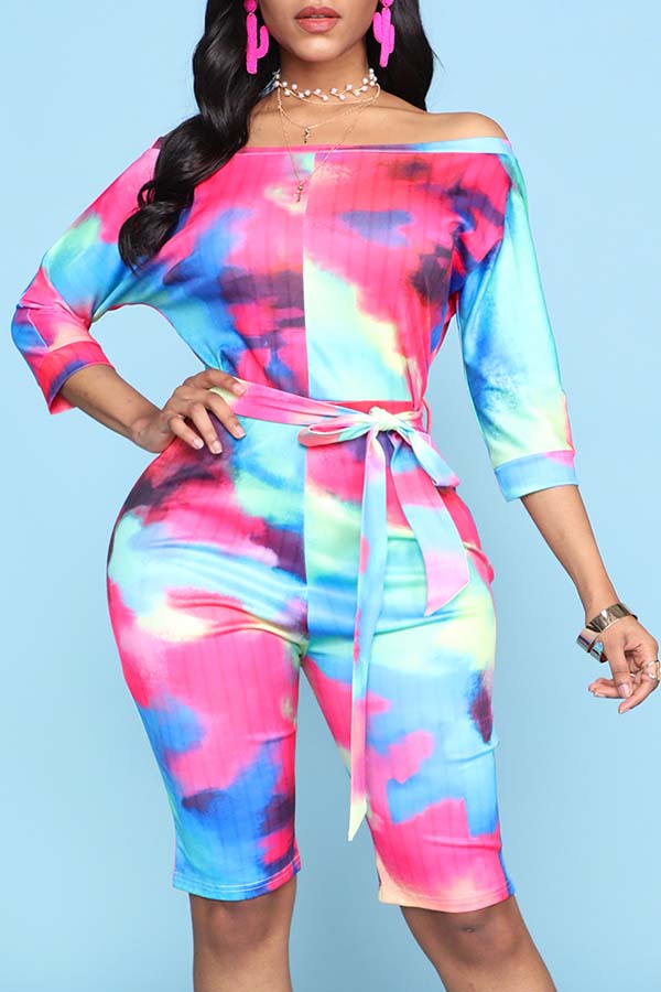 

Lovely Casual Tie-dye Multicolor One-piece Romper, Multi