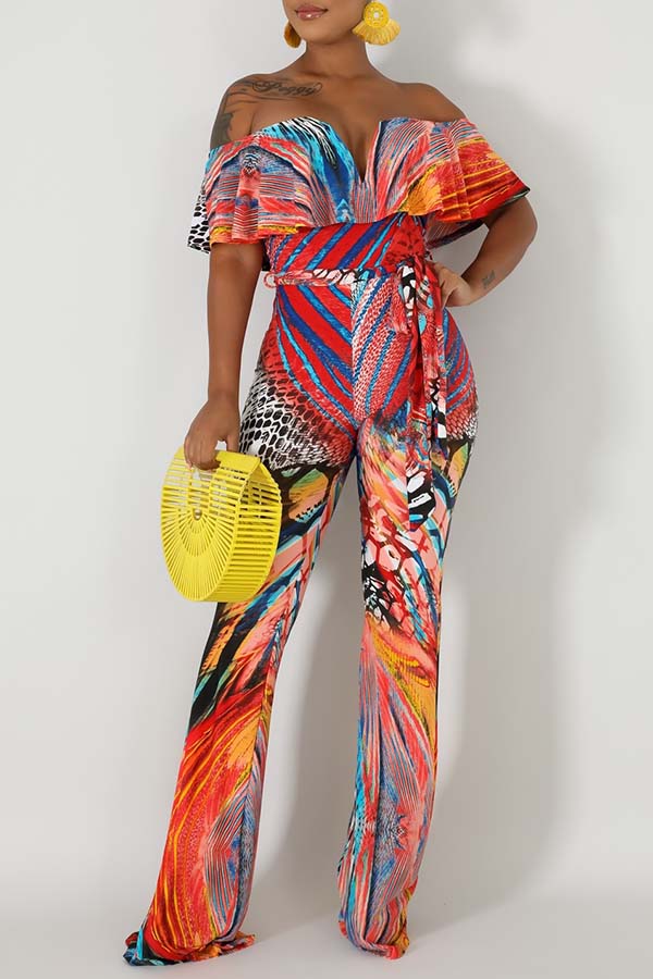 Lovely Bohemian Print Multicolor One-piece Jumpsuit
