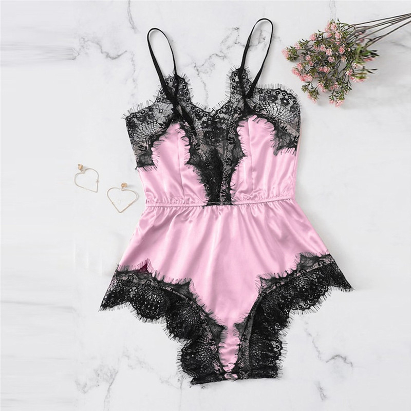 

Lovely Sexy Lace Hem Light Pink Sleepwear