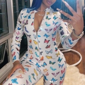 Lovely Stylish Print White One-piece Jumpsuit