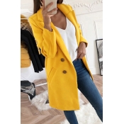 Lovely Trendy Buttons Design Yellow Coat