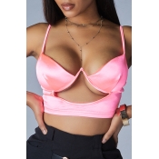 Lovely Sexy Hollow-out Pink Camisole