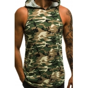 Lovely Casual Camo Print Green Vest