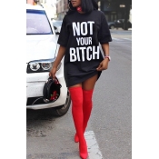 LW COTTON Round Neck Letter Print Dress
