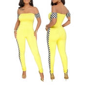 Lovely Chic Plaid Print Yellow One-piece Jumpsuit