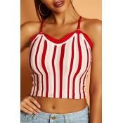 Lovely Trendy Striped Red Camisole
