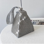 Lovely Trendy Hot Drilling Silver Crossbody Bag