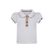 Lovely Chic Buttons Design White Girl T-shirt