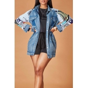 Lovely Trendy Patchwork Blue Jacket