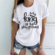 Lovely Casual Letter Print White T-shirt