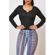 Lovely Casual Basic Skinny Black T-shirt