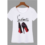 Lovely Casual Print White T-shirt