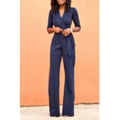 Lovely Trendy Basic Skinny Dark Blue One-piece Jum