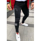 Lovely Casual Patchwork Black Jeans