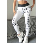 Lovely Casual Letter Print White Leggings