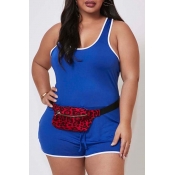 Lovely Sportswear Basic Blue Plus Size One-piece R