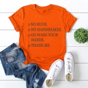 Lovely Casual Letter Print Orange T-shirt