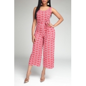 Lovely Bohemian Print Red One-piece Jumpsuit