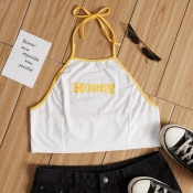 Lovely Casual Letter Print White Camisole