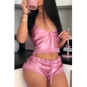 Lovely Sexy Basic Pink Sleepwear