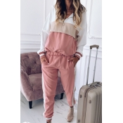 Lovely Stylish Patchwork Pink Loungewear