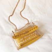 Lovely Trendy Chain Strap Yellow Crossbody Bag