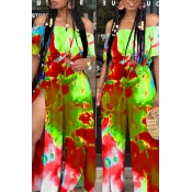 Lovely Bohemian Print Red Two-piece Pants Set