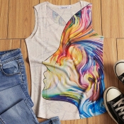 Lovely Leisure Print White Camisole