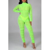 Lovely Leisure Fold Design Green One-piece Jumpsui