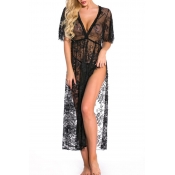 Lovely Sexy Lace See-through Black Gowns