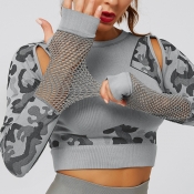 Lovely Sportswear Hollow-out Grey T-shirt