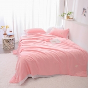Lovely Casual Patchwork Pink Blanket