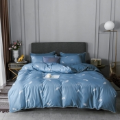 Lovely Trendy Print Baby Blue Bedding Set