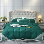 Lovely Sweet Lace Hem Blackish Green Bedding Set