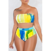 Lovely Tie-dye Multicolor Two-piece Swimsuit(With 