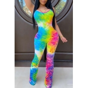 Lovely Trendy Tie-dye Multicolor One-piece Jumpsui