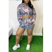 Lovely Trendy Grid Print Black And White Two-piece
