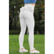 Lovely Sportswear Flounce Design White Pants