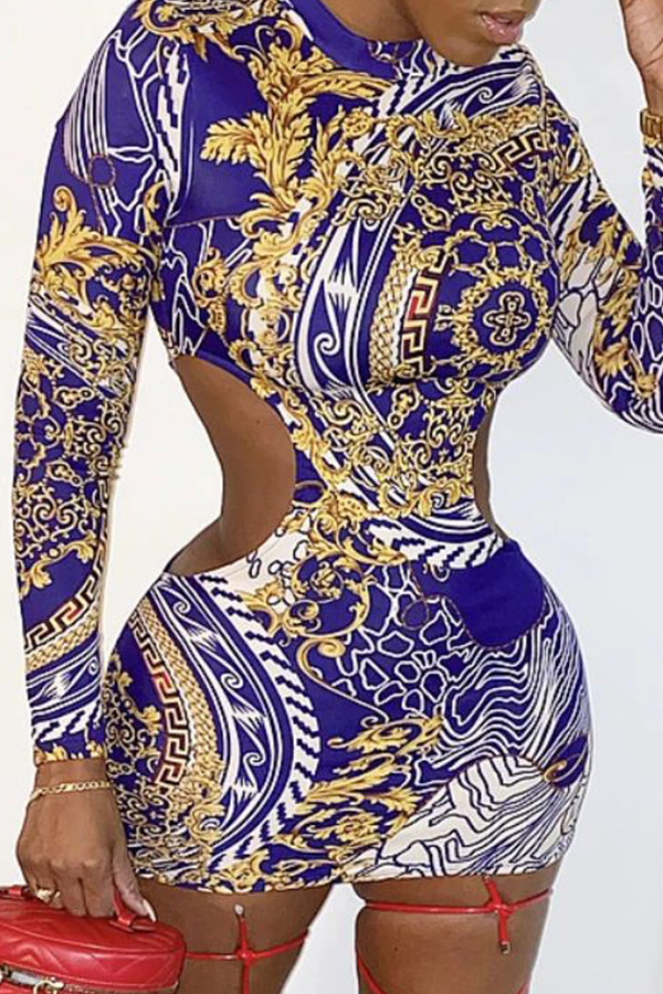 

Lovely Trendy Print Blue Mini Dress
