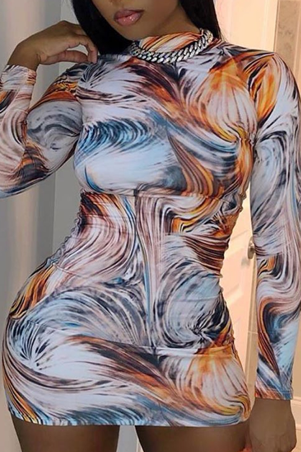 

Lovely Trendy Print Multicolor Mini Dress, Multi
