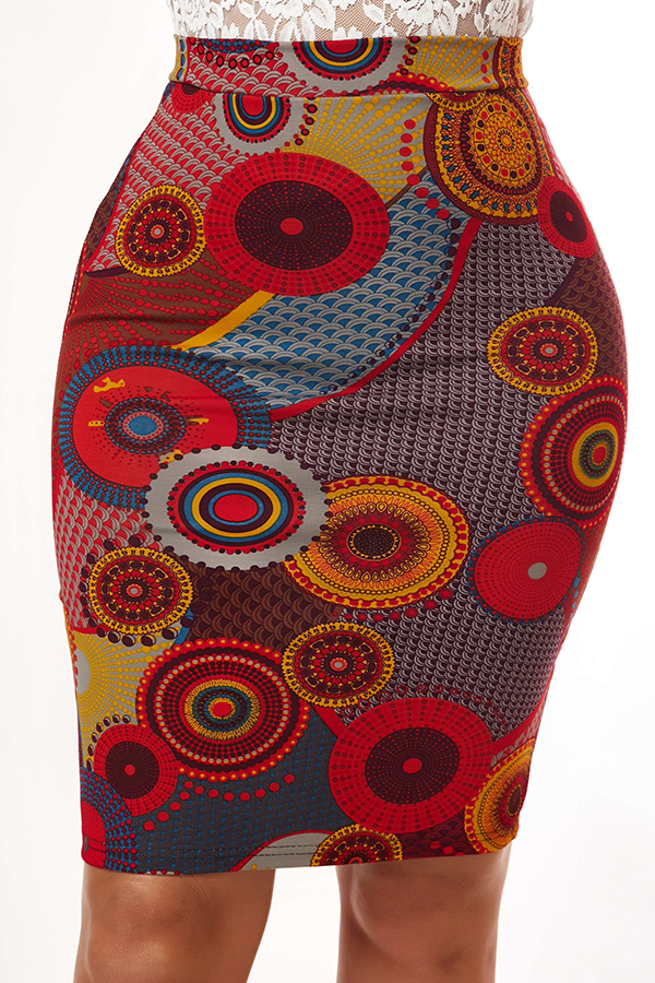 

Lovely PBohemian Print Dull Red Skirt