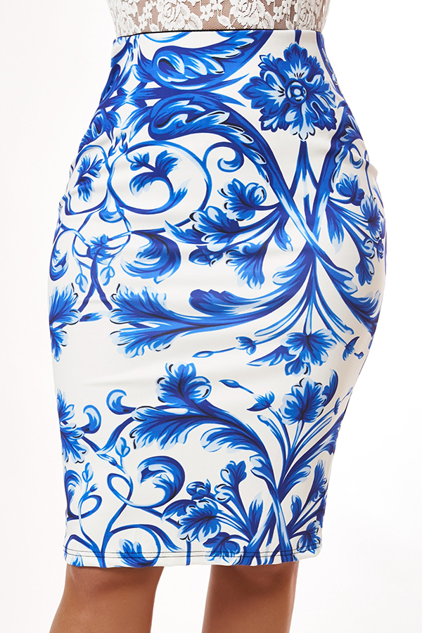 

Lovely Trendy Print Blue Skirt