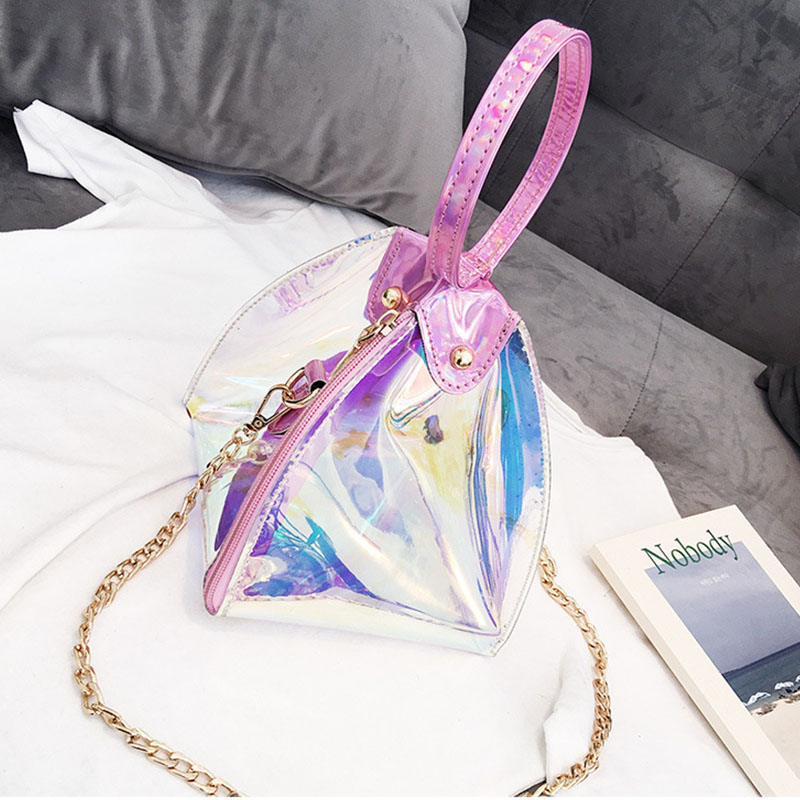 

Lovely Trendy Chain Strap Pink Crossbody Bag